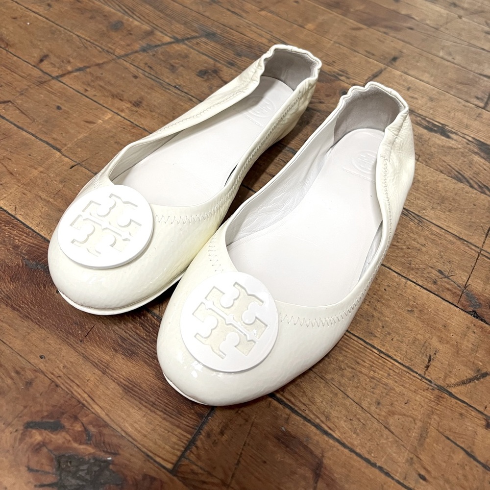 Tory Burch Reva Ballet Flats - Ivory Patent